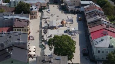 Güzel Eski Kasaba Pazar Meydanı Chelm Hava Manzarası Polonya. Yüksek kalite 4k görüntü