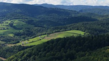 Güzel Manzara Ormanı Dağları Bieszczady Wolkowyja Hava Görüntüsü Polonya. Yüksek kalite 4k görüntü
