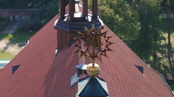 Top Church Krasnobrod Aerial View Poland High Quality Footage — Stock Video
