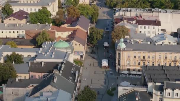 Prachtige Promenade Street Old Town Radom Aerial View Polen Hoge — Stockvideo