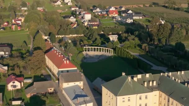 Beautiful Biblical Garden Basilica Stara Wies Aerial View Poland High — Stock Video