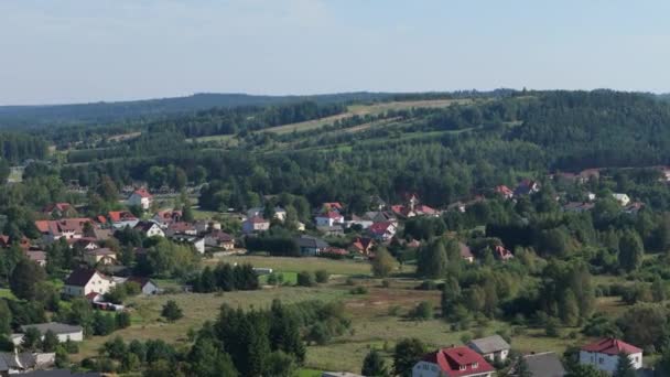 Schöne Landschaft Bergwald Krasnobrod Luftaufnahme Polen Hochwertiges Filmmaterial — Stockvideo