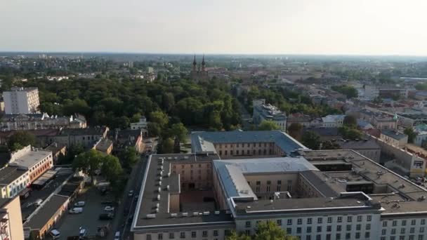 Prachtig Landschapspark Downtown Palace Radom Aerial View Polen Hoge Kwaliteit — Stockvideo