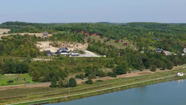 Beautiful Landscape Hill Lagoon Krasnobrod Aerial View Poland High Quality — Stock Video