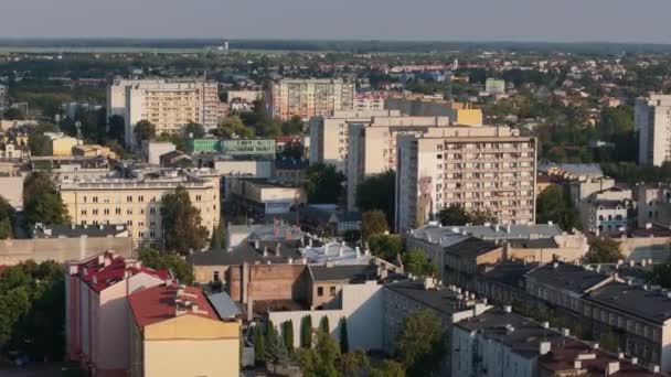 Gyönyörű Felhőkarcolók Radom Aerial View Lengyelország Kiváló Minőségű Felvételek — Stock videók