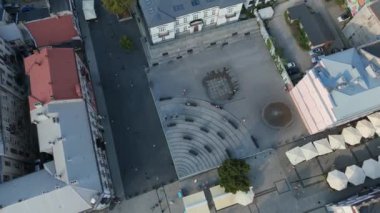 Güzel Square Fountain Gezinti Alanı Radom Aerial View Poland. Yüksek kalite 4k görüntü