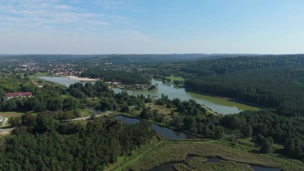 Beautiful Landscape Ponds Lagoon Krasnobrod Aerial View Poland High Quality — Stock Video