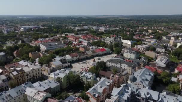 Hermoso Paisaje Old Town Market Square Chelm Vista Aérea Polonia — Vídeo de stock