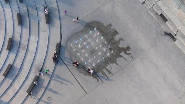 Krásné Náměstí Fontána Promenade Radom Aerial View Polsko Vysoce Kvalitní — Stock video