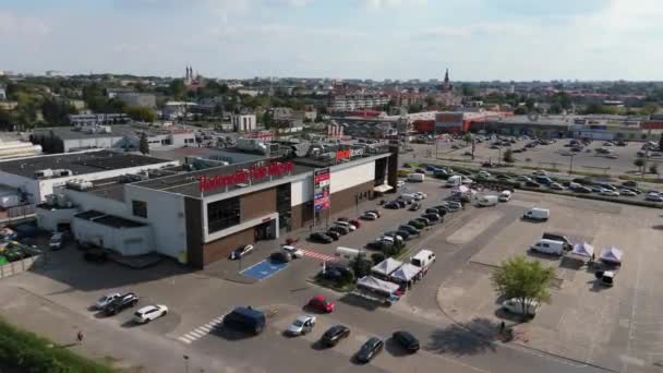 Smukke Panorama Indkøbscenter Radom Aerial View Polen Høj Kvalitet Optagelser – Stock-video
