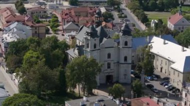 Güzel Peyzaj Kilisesi Eski Şehir Chelm Hava Manzarası Polonya. Yüksek kalite 4k görüntü