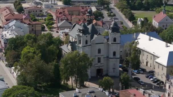 Piękny Krajobrazowy Kościół Starego Miasta Chelm Aerial View Poland Wysokiej — Wideo stockowe