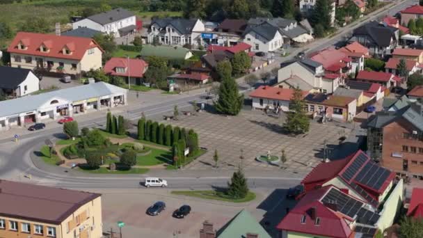 Bela Panorama Downtown Square Krasnobrod Vista Aérea Polónia Imagens Alta — Vídeo de Stock