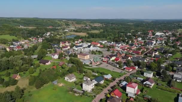 Krásná Krajina Downtown Domy Krasnobrod Aerial View Polsko Vysoce Kvalitní — Stock video