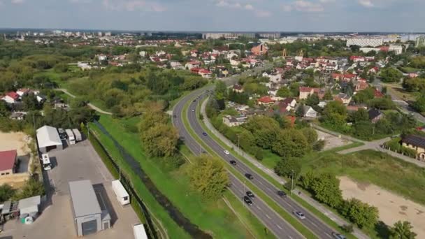 Prachtig Landschap Road Radom Aerial View Polen Hoge Kwaliteit Beeldmateriaal — Stockvideo