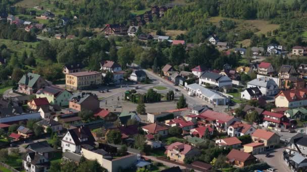 Prachtig Landschap Downtown Square Krasnobrod Aerial View Polen Hoge Kwaliteit — Stockvideo