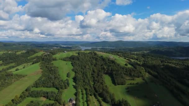 Prachtig Landschap Bergen Bieszczady Wolkowyja Luchtfoto View Polen Hoge Kwaliteit — Stockvideo