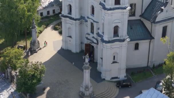 Bella Chiesa Città Vecchia Chelm Vista Aerea Polonia Filmati Alta — Video Stock