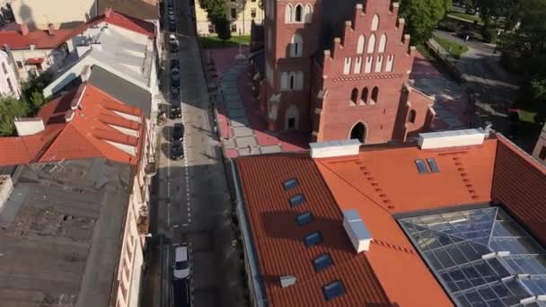 Belle Vieille Ville Église Radom Vue Aérienne Pologne Images Haute — Video