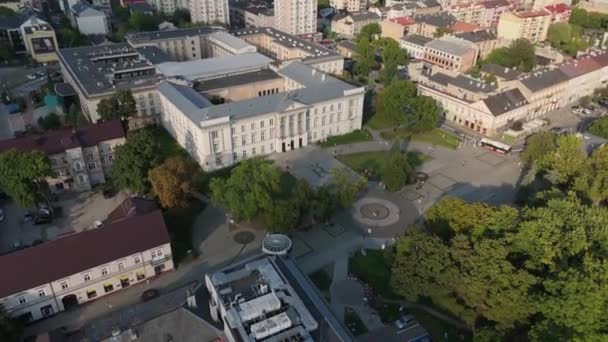 Vakre Sandomierz Palace Downtown Radom Aerial View Polen Opptak Høy – stockvideo