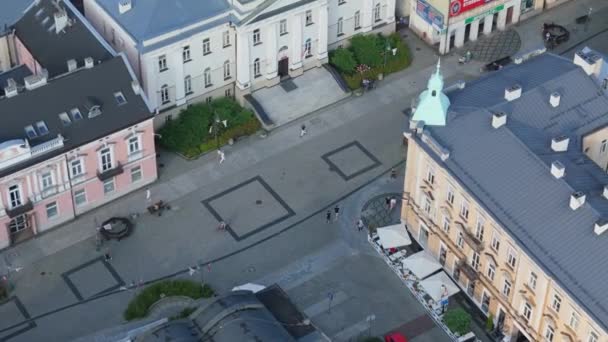 Beautiful Promenade Street Old Town Radom Aerial View Poland Vysoce — Stock video