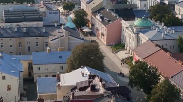 Beautiful Promenade Street Old Town Radom Aerial View Poland High — Stock Video