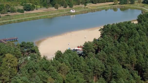 Piękna Laguna Plażowa Krasnobrod Aerial View Poland Wysokiej Jakości Materiał — Wideo stockowe