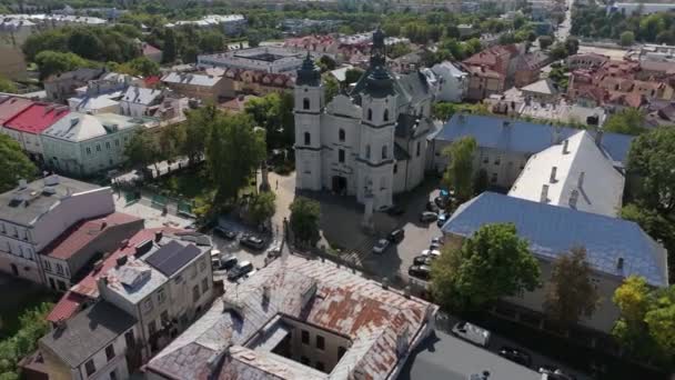 Prachtige Landschapskerk Old Town Chelm Aerial View Polen Hoge Kwaliteit — Stockvideo
