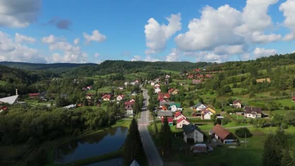 Vackra Panorama Mountain Bieszczady Wolkowyja Flygfoto Polen Högkvalitativ Film — Stockvideo