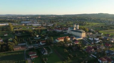 Güzel manzara Bazilikası Stara Wies Hava Görüntüsü Polonya. Yüksek kalite 4k görüntü