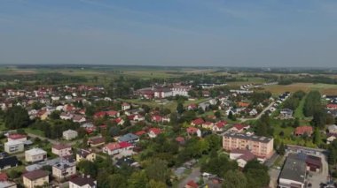 Güzel Panorama Hastanesi Lubaczow Hava Manzaralı Polonya. Yüksek kalite 4k görüntü