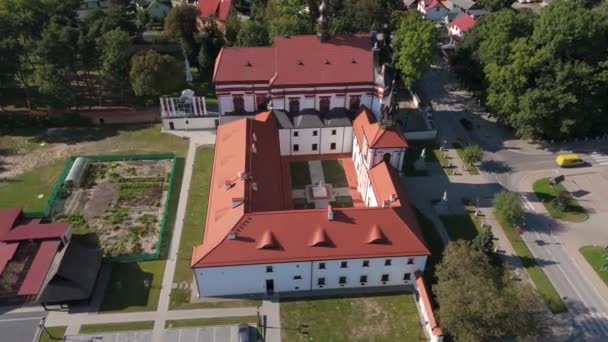 Beautiful Church Krasnobrod Aerial View Poland High Quality Footage — Stock Video