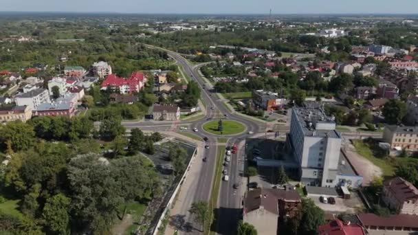 Όμορφο Τοπίο Roundabout Chelm Aerial View Πολωνία Υψηλής Ποιότητας Πλάνα — Αρχείο Βίντεο