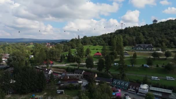 Beautiful Landscape Gondola Solina Mountains Bieszczady Aerial View Poland High — Stock Video