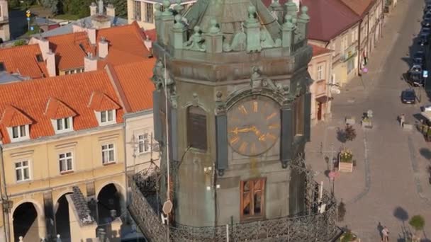 Piękna Wieża Rynek Starego Miasta Rada Jarosław Widok Lotu Ptaka — Wideo stockowe