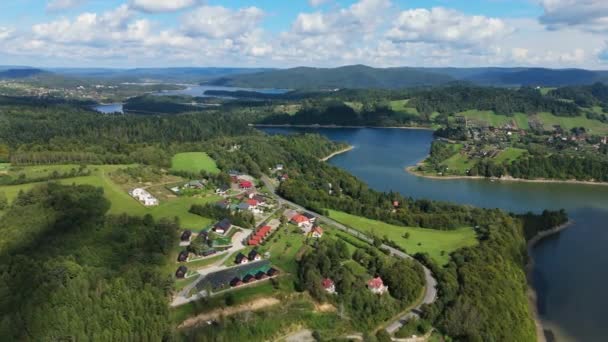 Güzel Peyzaj Dağları Bieszczady Wolkowyja Gölü Solina Havacılık Görünümü Polonya — Stok video