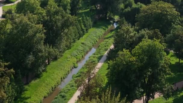 Piękna Rzeka Stary Ogród Radom Widok Lotu Ptaka Polska Wysokiej — Wideo stockowe