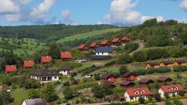 Hermosas Montañas Del Paisaje Bieszczady Wolkowyja Vista Aérea Polonia Imágenes — Vídeo de stock
