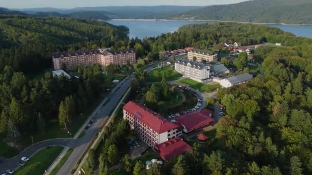 Prachtig Landschap Downtown Recreation Center Polanczyk Aerial View Polen Hoge — Stockvideo