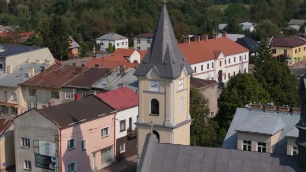 Güzel Peyzaj Kilisesi Kulesi Oleszyce Hava Görüntüsü Polonya Yüksek Kalite — Stok video