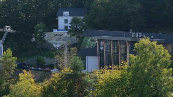 Gondola Station Solina Aerial View Poland High Quality Footage — Stock Video