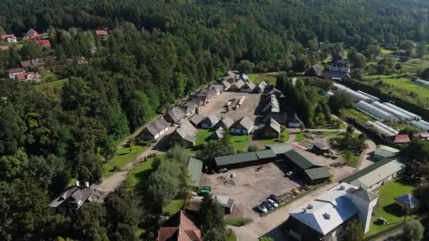 Gyönyörű Táj Szabadtéri Múzeum Skansen Sanok Aerial View Lengyelország Kiváló — Stock videók
