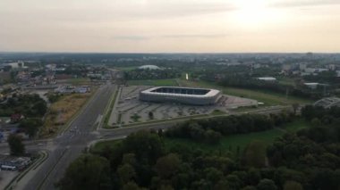 Güzel Panorama Arena Lublin Stadyumu Hava Manzaralı Polonya. Yüksek kalite 4k görüntü