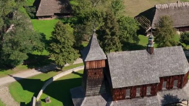 Güzel Kilise Açık Hava Müzesi Skansen Sanok Bieszczady Hava Görünümü — Stok video