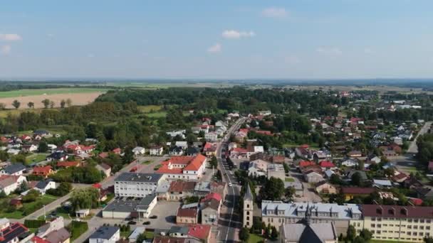 Beautiful Panorama Downtown Oleszyce Aerial View Poland High Quality Footage — Stock Video