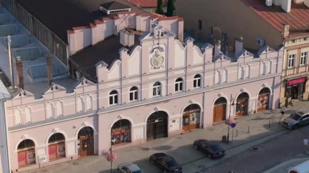 Gyönyörű Óvárosi Piac Tér Jaroslaw Aerial View Lengyelország Kiváló Minőségű — Stock videók