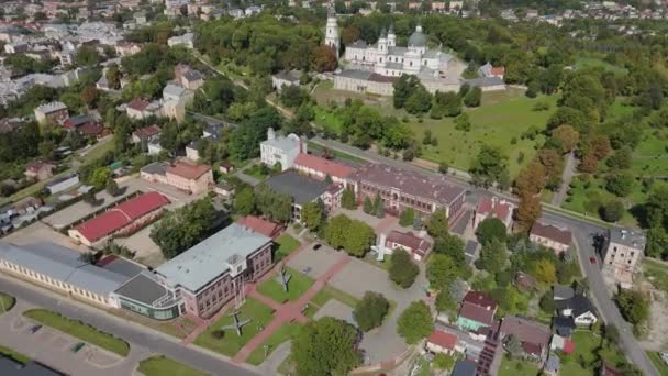 Beautiful Landscape Hill Basilica Chelm Aerial View Poland High Quality — Stock Video