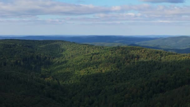 Krásná Hora Gory Slonne Bieszczady Sanok Aerial View Polsko Vysoce — Stock video