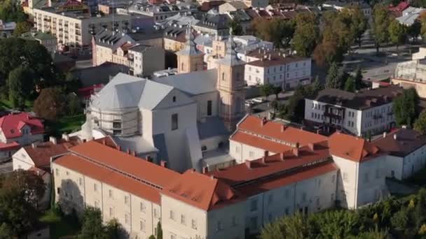 Beautiful Landscape Church Market Square Krasnystaw Aerial View Poland High — Stock Video