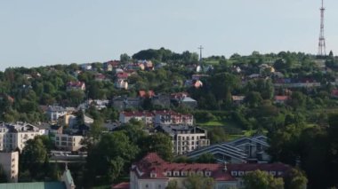 Güzel Panorama Tepesi Przemysl Hava Manzaralı Polonya. Yüksek kalite 4k görüntü